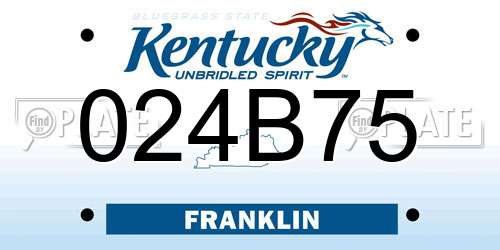 024B75 Kentucky License Plate