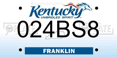 024BS8 Kentucky License Plate