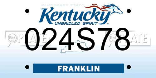 024S78 Kentucky License Plate