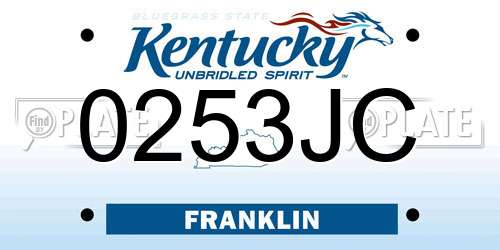 0253JC Kentucky License Plate