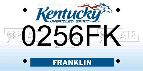0256FK Kentucky License Plate
