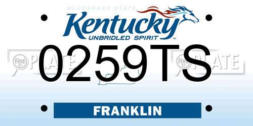 0259TS Kentucky License Plate