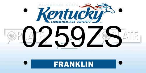 0259ZS Kentucky License Plate