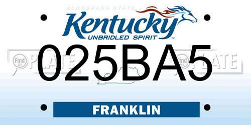 025BA5 Kentucky License Plate