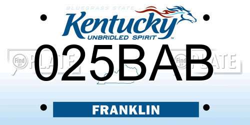 025BAB Kentucky License Plate
