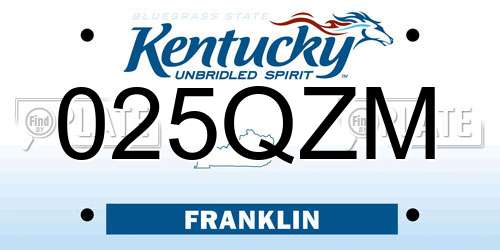 025QZM Kentucky License Plate