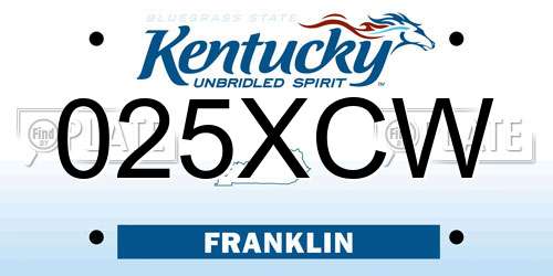 025XCW Kentucky License Plate