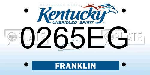 0265EG Kentucky License Plate