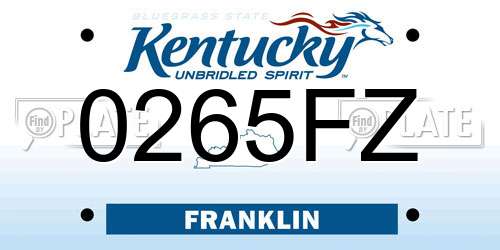 0265FZ Kentucky License Plate