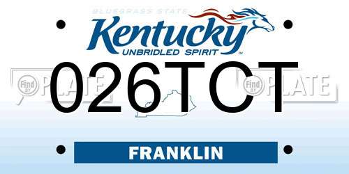 026TCT Kentucky License Plate
