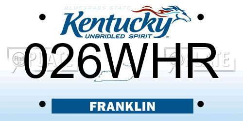 026WHR Kentucky License Plate