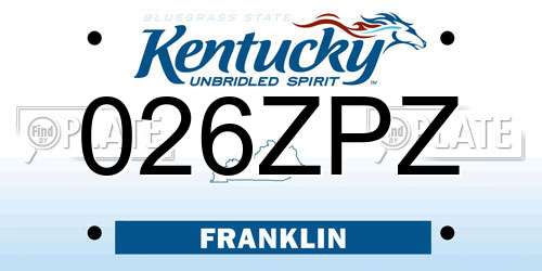 026ZPZ Kentucky License Plate