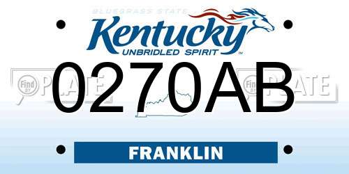 0270AB Kentucky License Plate