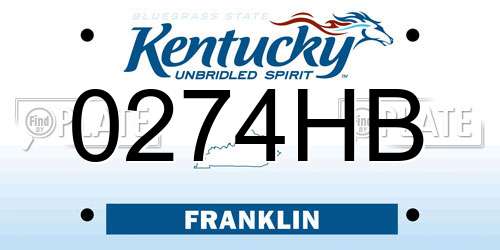 0274HB Kentucky License Plate