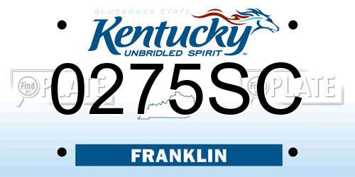 0275SC Kentucky License Plate