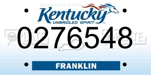 0276548 Kentucky License Plate
