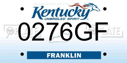 0276GF Kentucky License Plate