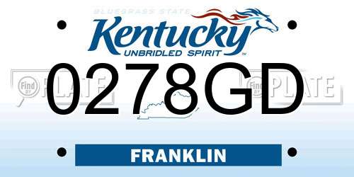 0278GD Kentucky License Plate
