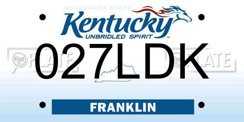 027LDK Kentucky License Plate
