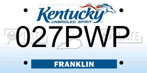 027PWP Kentucky License Plate