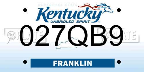 027QB9 Kentucky License Plate