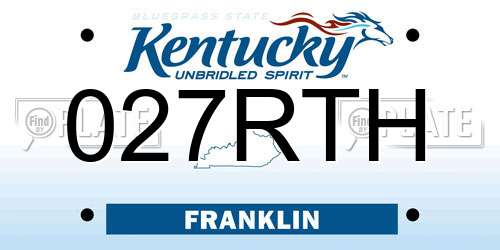 027RTH Kentucky License Plate