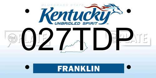 027TDP Kentucky License Plate