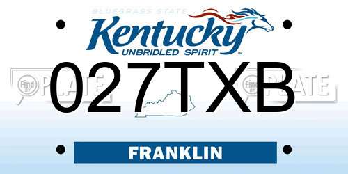 027TXB Kentucky License Plate