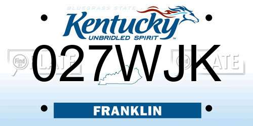 027WJK Kentucky License Plate