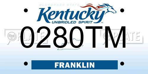 0280TM Kentucky License Plate
