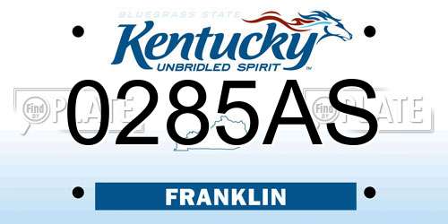 0285AS Kentucky License Plate
