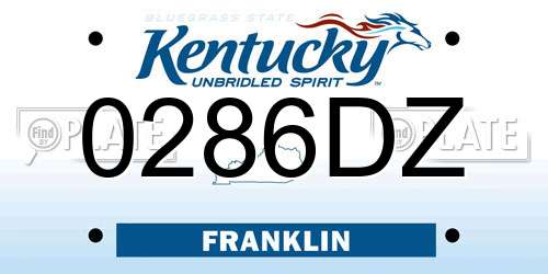 0286DZ Kentucky License Plate
