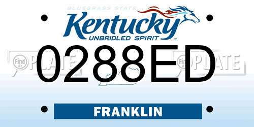 0288ED Kentucky License Plate