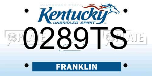 0289TS Kentucky License Plate