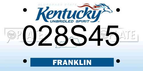 028S45 Kentucky License Plate