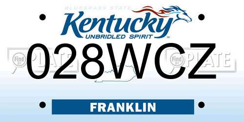 028WCZ Kentucky License Plate