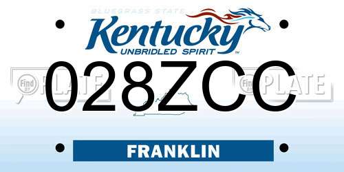 028ZCC Kentucky License Plate