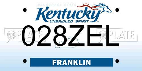028ZEL Kentucky License Plate