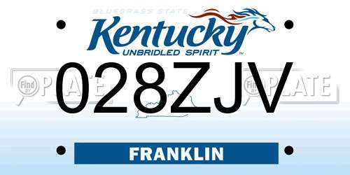028ZJV Kentucky License Plate