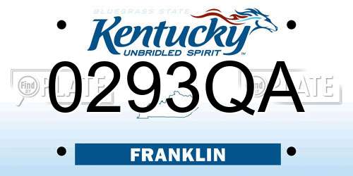0293QA Kentucky License Plate