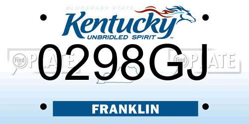 0298GJ Kentucky License Plate