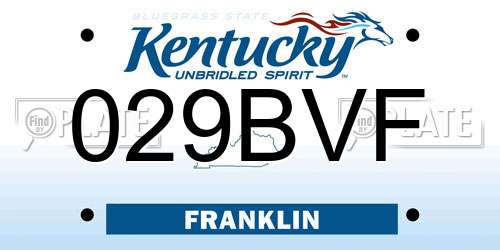 029BVF Kentucky License Plate