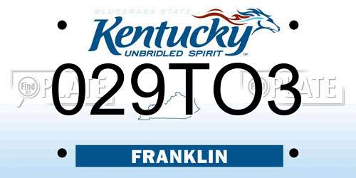 029TO3 Kentucky License Plate
