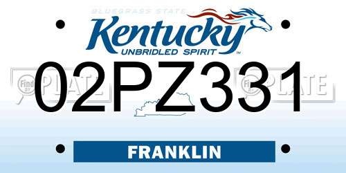 02PZ331 Kentucky License Plate