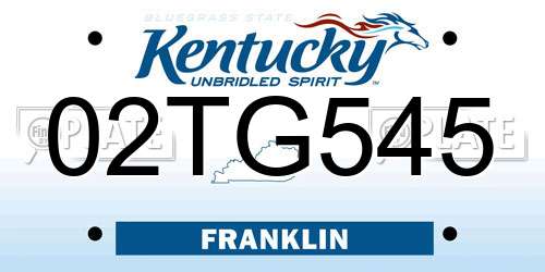 02TG545 Kentucky License Plate