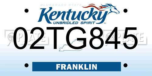 02TG845 Kentucky License Plate