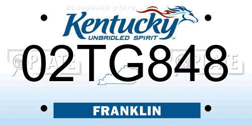 02TG848 Kentucky License Plate