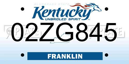 02ZG845 Kentucky License Plate
