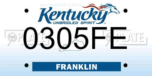 0305FE Kentucky License Plate