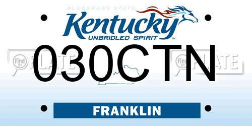 030CTN Kentucky License Plate